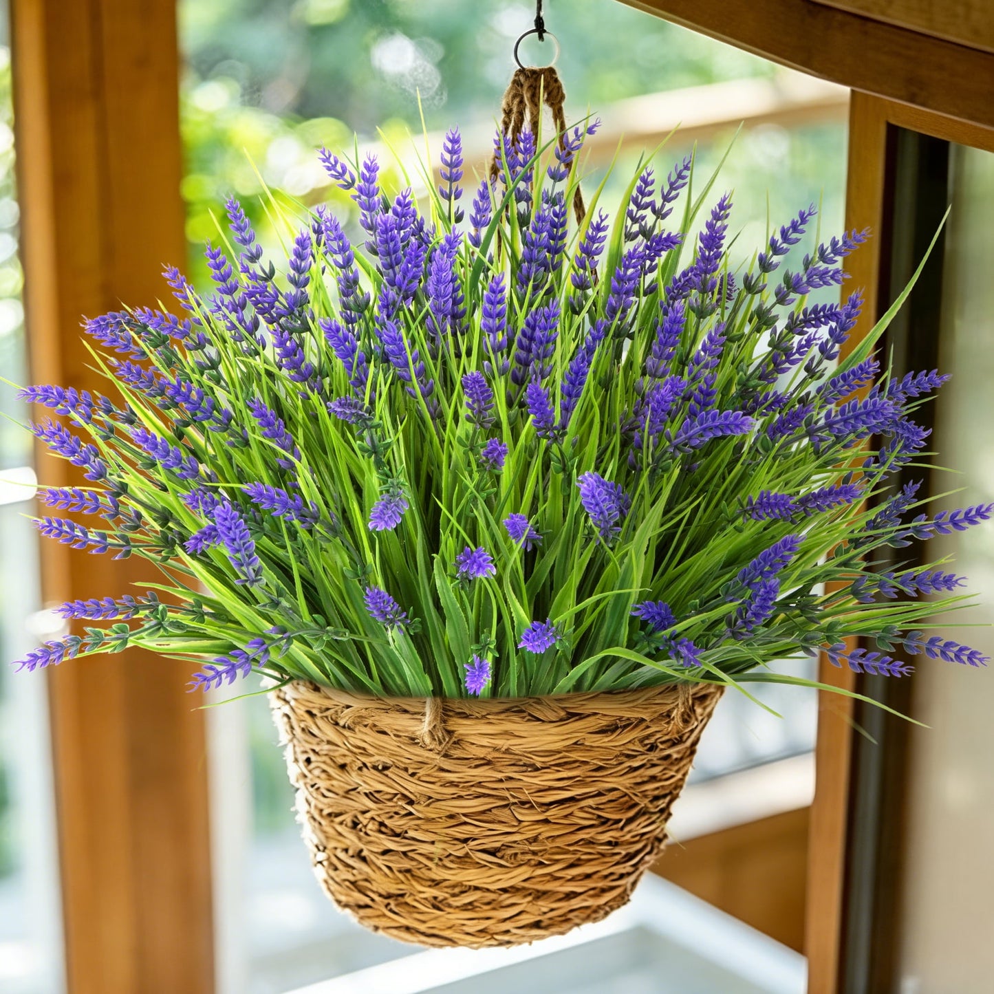Scidweet Artificial Plants Outdoor, 20 Bundles Fake Plant Faux Monkey Grass Spring Summer for Window Garden Home Decor, Purple