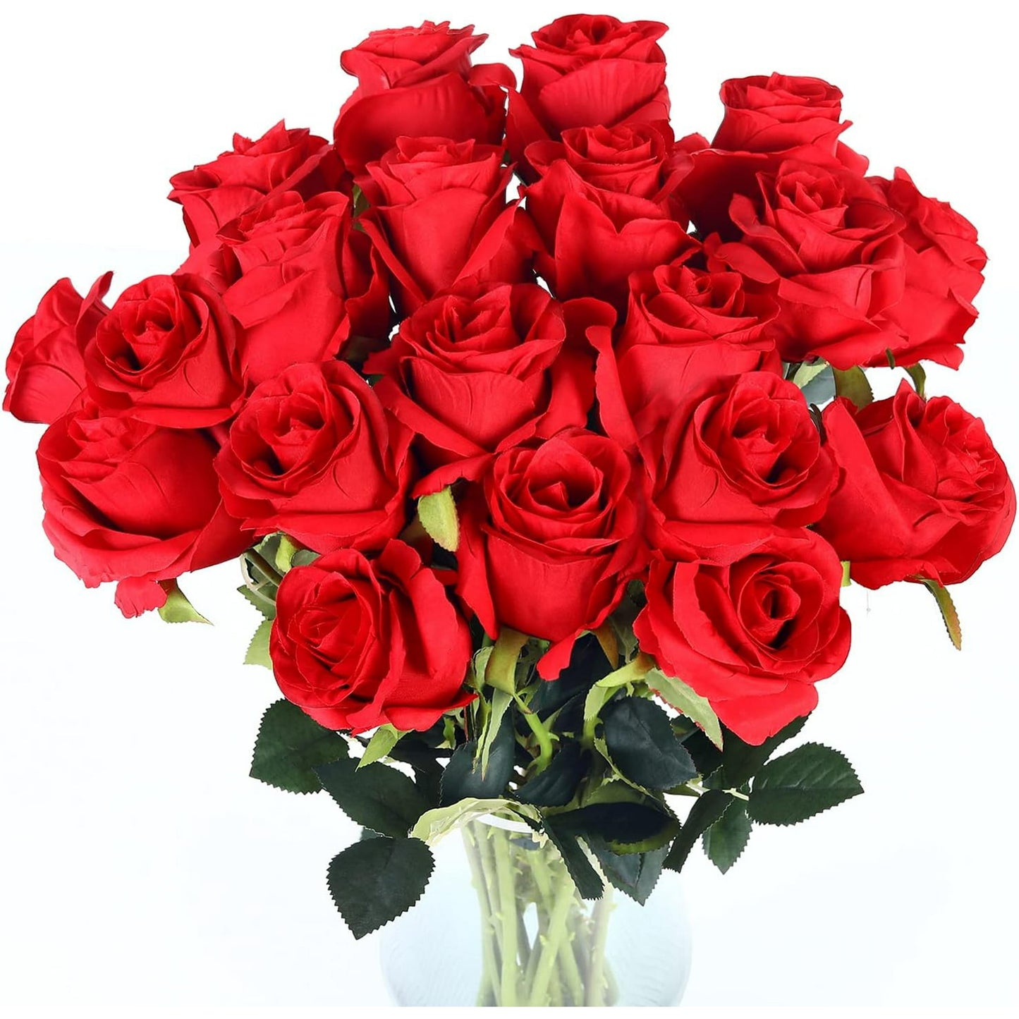 18 Pcs Fake Roses Artificial Flowers Red Silk Rose Flower Bouquet for Wedding Party Decorations Valentines Day Decor