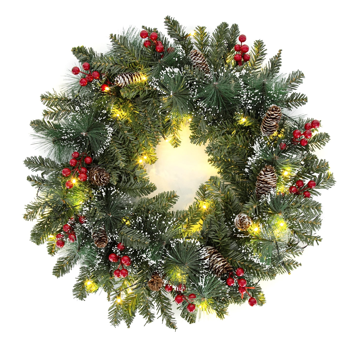 20 Inch Christmas Wreath with Pinecone Berries Christmas Decorations Front Door Wreath for Outdoor Indoor Party