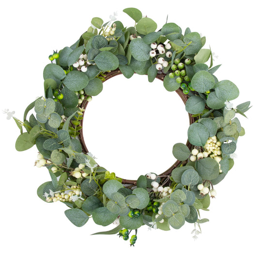 20 inch Artificial Eucalyptus Wreath for Front Door Green Leaf Spring Summer Farmhouse Porch Decor Wreath