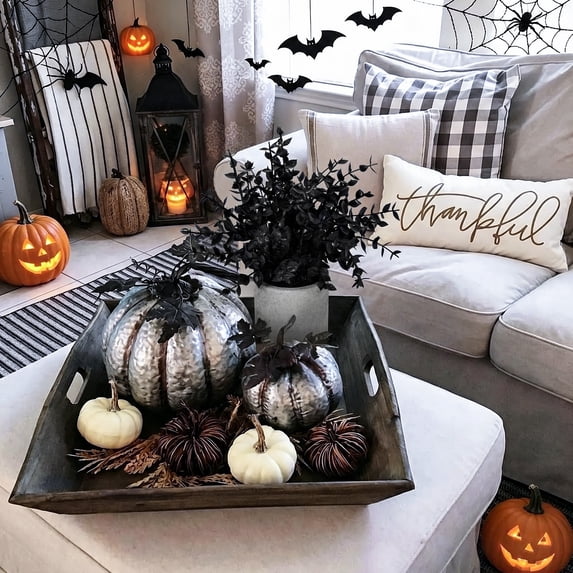 Scidweet Artificial Eucalyptus Plants Indoor, 2pcs Small Fake Faux Potted Plants for Home Desk Room Coffee Table Office Halloween Decor, Black