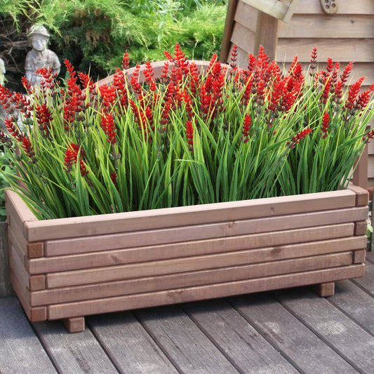Scidweet Artificial Plants Outdoor, 20 Bundles Fake Plant Faux Monkey Grass Spring Summer for Window Garden Home Decor, Red