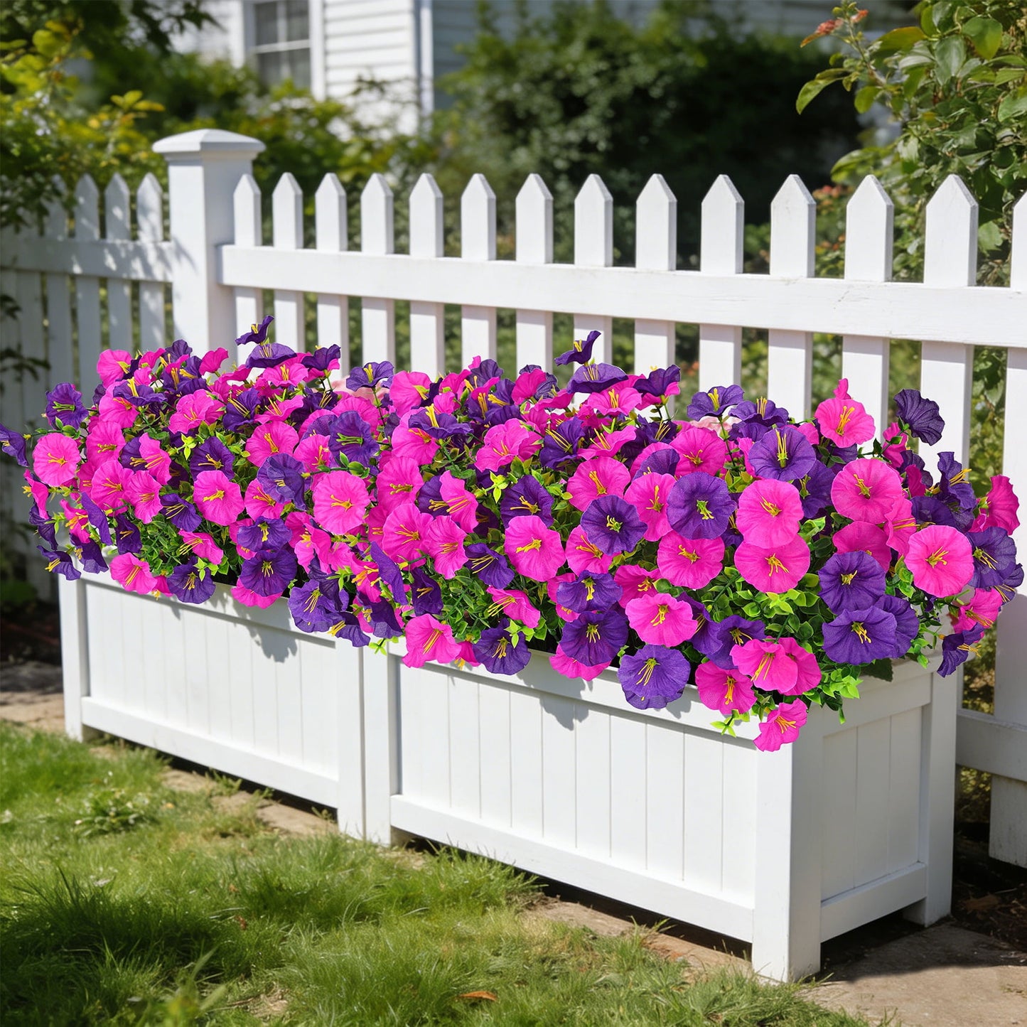Scidweet Artificial Flowers for Outdoors, 12 Bundles Faux Fake Silk Flowers Morning Glory Bouquet UV Resistant for Garden Porch Patio Front Door Spring Summer Indoor Outdoor Home Decor