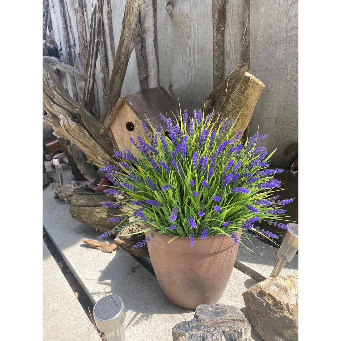 Scidweet Artificial Plants Outdoor, 20 Bundles Fake Plant Faux Monkey Grass Spring Summer for Window Garden Home Decor, Purple