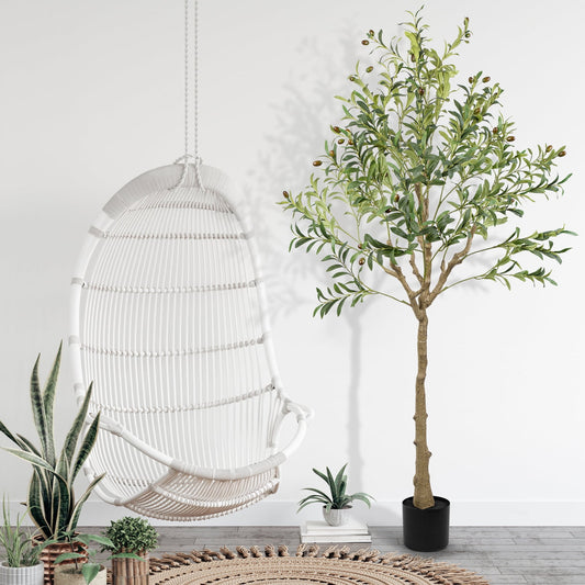 5Ft Faux Olive Tree, Tall Indoor Outdoor Greenry Plants Fake Potted Silk Artificial Olive Tree for Home Office Living Room Bedroom Floor Porch Decor