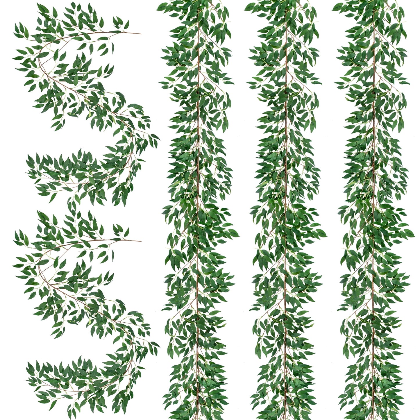 5 Packs 5.75 Ft Artificial Willow Leaves Greenery Swag Faux Vines Green Party Wedding Decoration