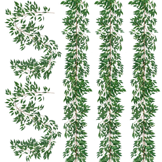 5 Packs 5.75 Ft Artificial Willow Leaves Greenery Swag Faux Vines Green Party Wedding Decoration