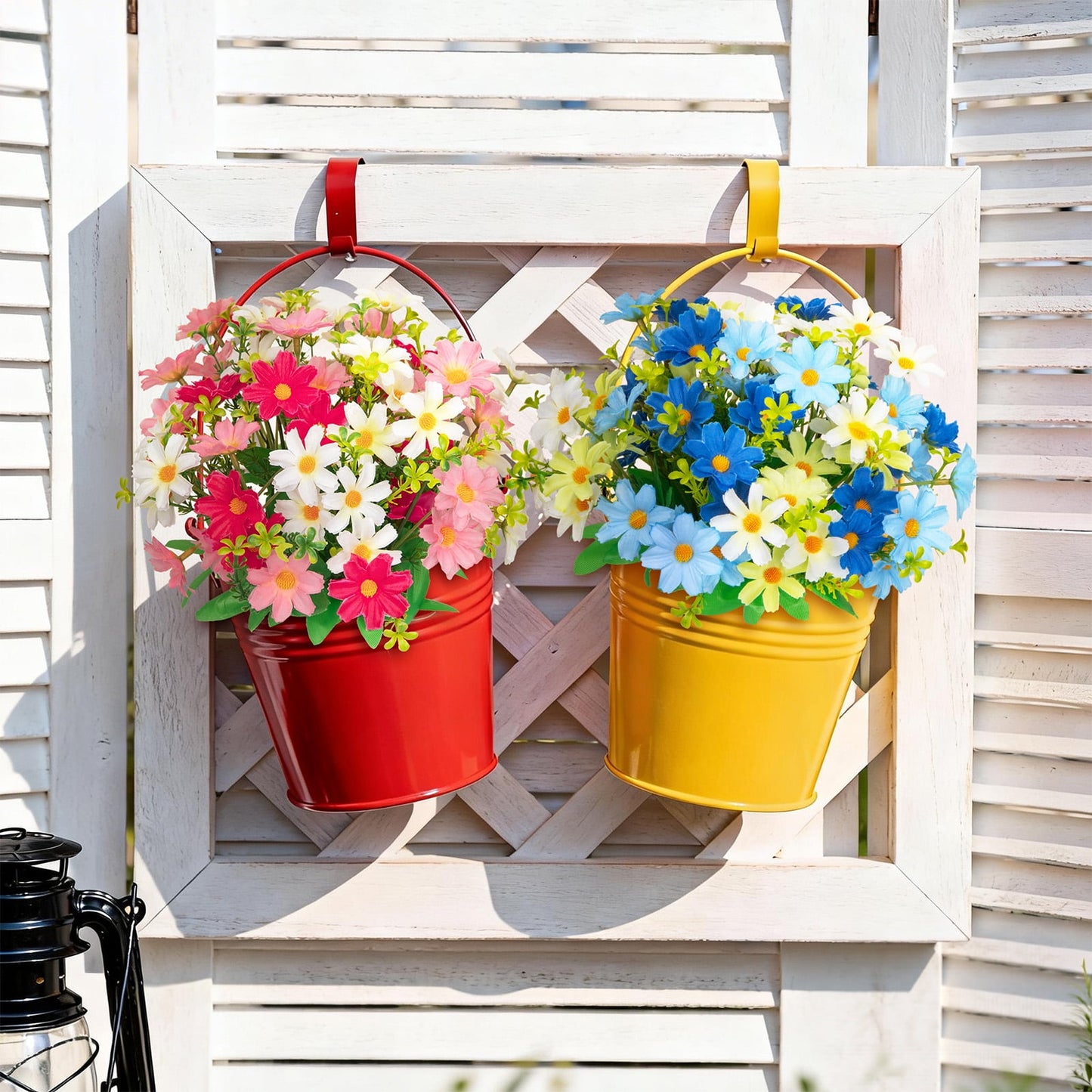 Scidweet Artificial Flowers Outdoor, 10 Bundles Fake Daisy Flowers Faux Plants Spring Summer for Indoor Outside Home Planter Porch Garden Decor, Mixcolor