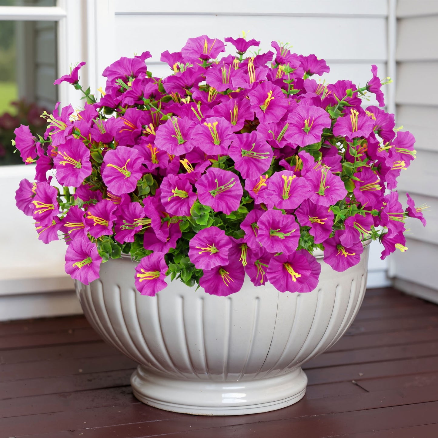 Scidweet 12 Bundles Artificial Fake Flowers Outdoor, Faux Plants Plastic Flowers Spring Summer Decoration for Outside Home Planter Porch Patio Yard Garden Decor, Rose Red