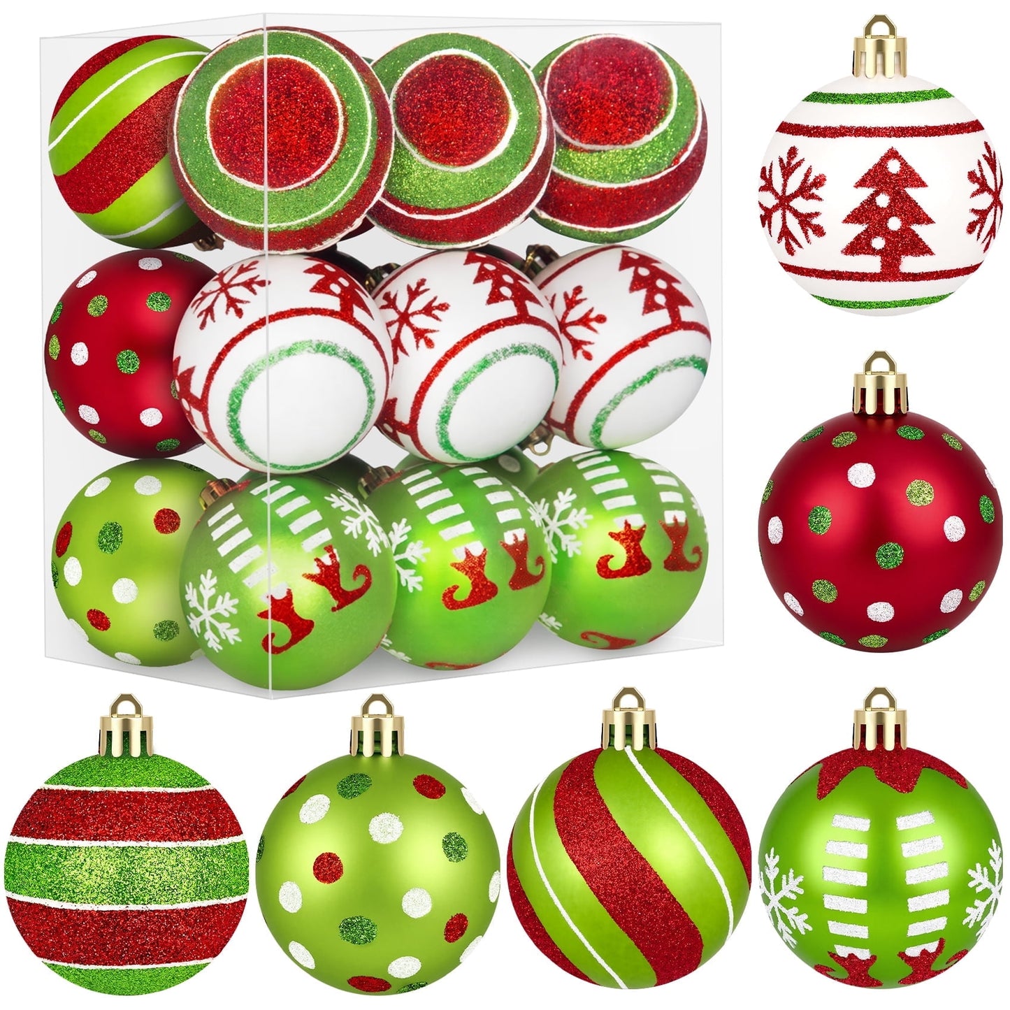 Scidweet Christmas Balls Ornaments, 18 Pcs 2.36" Hanging Balls Christmas Tree Decorations Sets Xmas Ornaments for Indoor Outdoor Holiday Party Xmas Home Decor, Multicolor