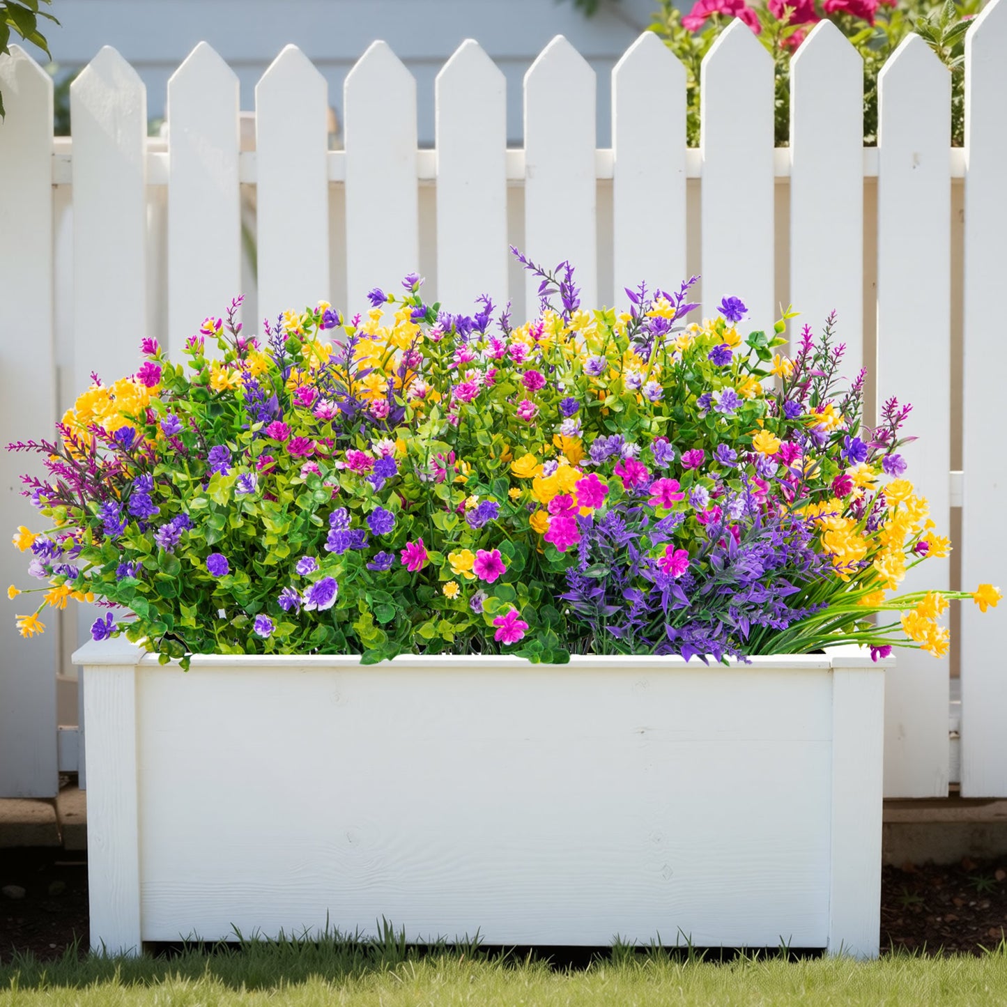Scidweet Artificial Flowers Outdoor, 20 Bundles Fake Plastic Flower Faux Plant Indoor Outside Spring Summer Decoration for Home Garden Front Porch