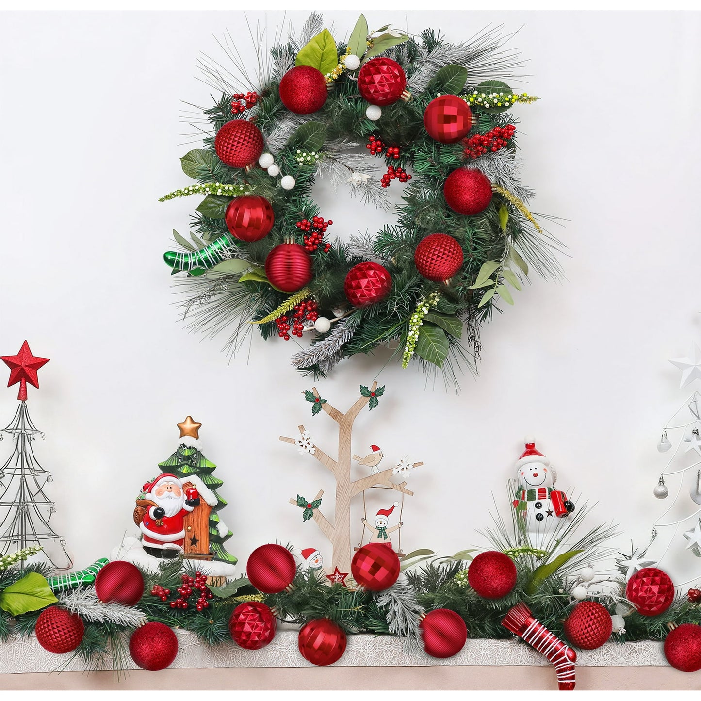 Scidweet Christmas Balls Ornaments, 18 Pcs 2.36" Hanging Balls Christmas Tree Decorations Sets Xmas Ornaments for Indoor Outdoor Holiday Party Xmas Home Decor, Red