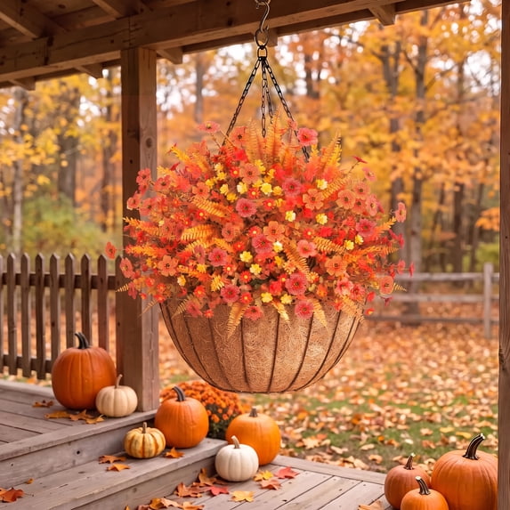 Scidweet Fake Fall Flowers Outdoors, 36 Bundles Autumn Artificial Faux Silk flowers Plants Fall Decorations for Home Outside Garden Balcony Yard Front Porch Decor, Multicolor