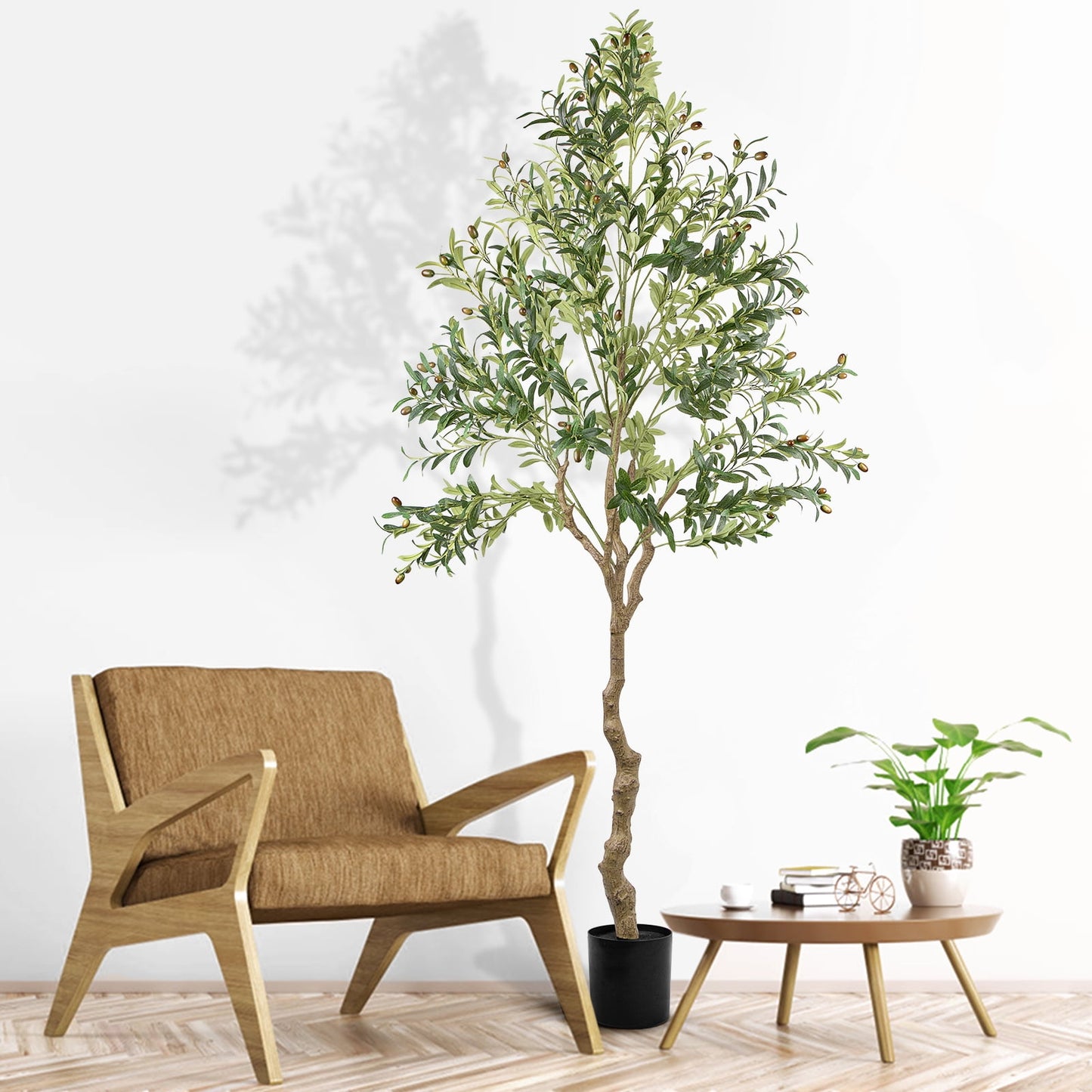 Scidweet 7Ft Artificial Faux Olive Tree, Tall Indoor Outdoor Greenry Plants Fake Potted Silk Artificial Olive Tree for Home Office Living Room Bedroom Floor Porch Decor