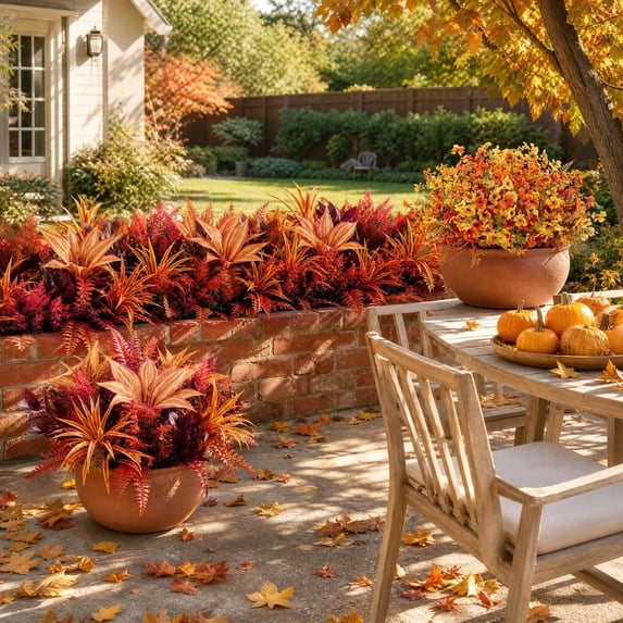 Scidweet Artificial Fall Plants Outdoor, 8 Pcs Autumn Fake Faux UV Resistant Large Bunches Plastic Plants for Outside Fall Porch Garden Patio Yard Home Harvest Decor