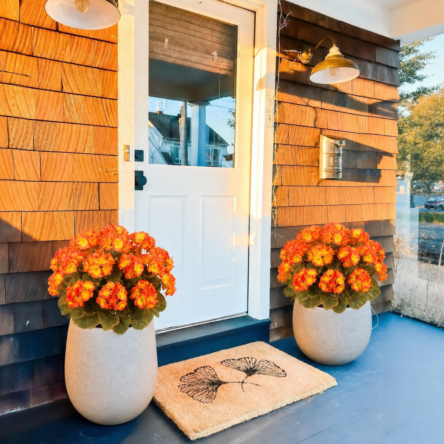 Scidweet Artificial Geraniums Fall Flowers, 6 Bundles Fake Faux Silk Geraniums Flowers Indoor Outdoor Fall Decorations for Home Garden Porch Patio Yard Autumn Decor