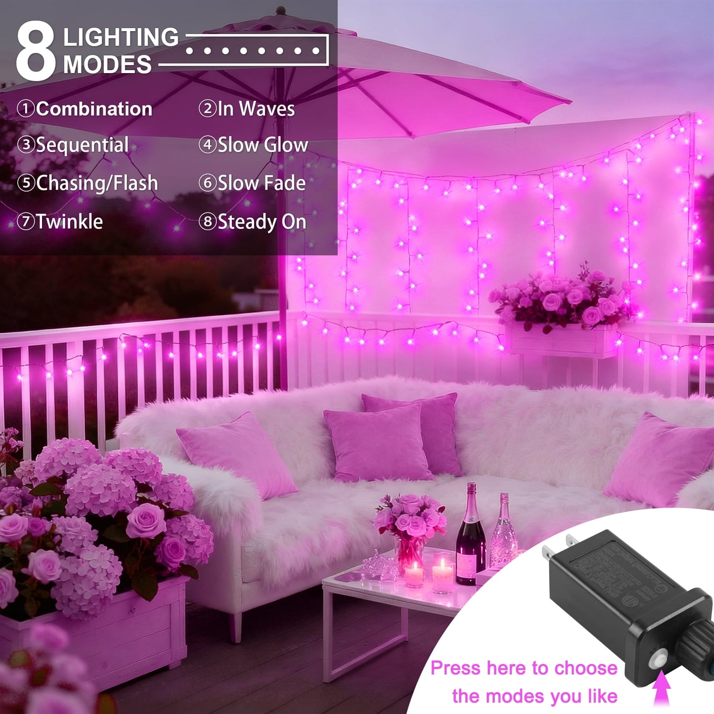 Scidweet Valentines String Lights, 108 ft 300 Twinkle Fairy Lights for Valentines Days Indoor Outdoor Home Decorations, Pink