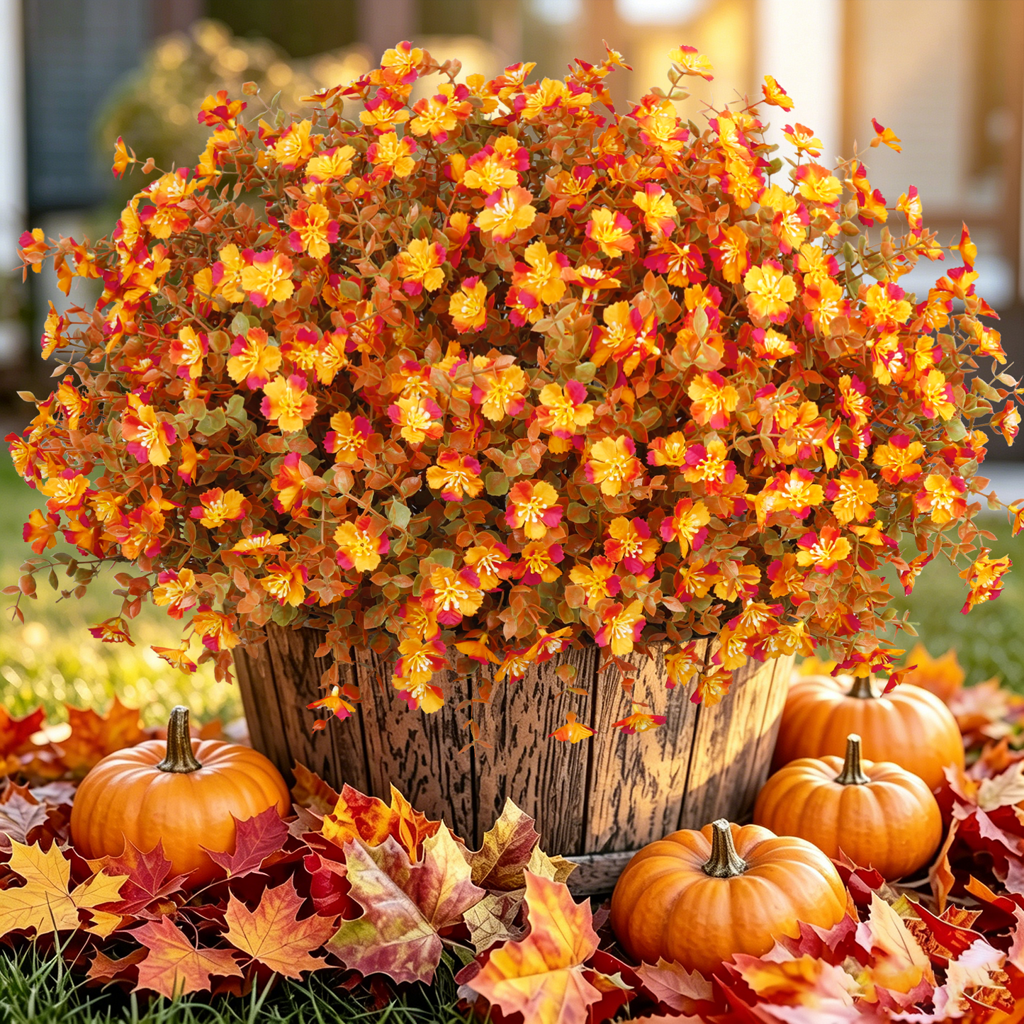Scidweet 20 Bundles Fall Artificial Flowers for Outdoors, Autumn Fake Silk Flowers Faux Plants Fall Decorations for Indoor Home Yard Garden Thanksgiving Decor