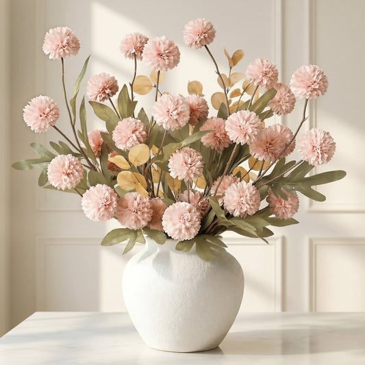 Scidweet Fall Artificial Flowers, 10 Stems & 2 Eucalyptus Plants Faux Fake Chrysanthemum Flowers Fall Decorations for Home Room Table Vase Wedding Party Indoor Decor