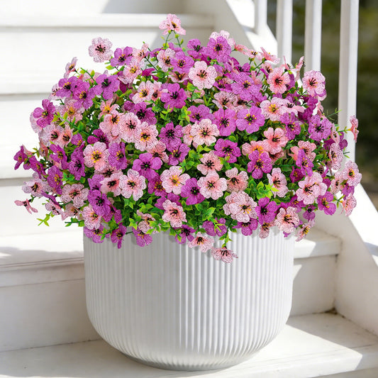 Scidweet Artificial Flowers for Outdoors, 12 Bundles Faux Fake Silk Flowers with Realistic Eucalyptus Leaves for Garden Box Front Porch Spring Summer Indoor Outdoor Home Decor