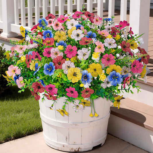 Scidweet Fake Flowers, 36 Bundles Artificial Faux Flowers for Outdoors Spring Summer Porch Garden Yard Planter Indoor Home Decor, Multicolor