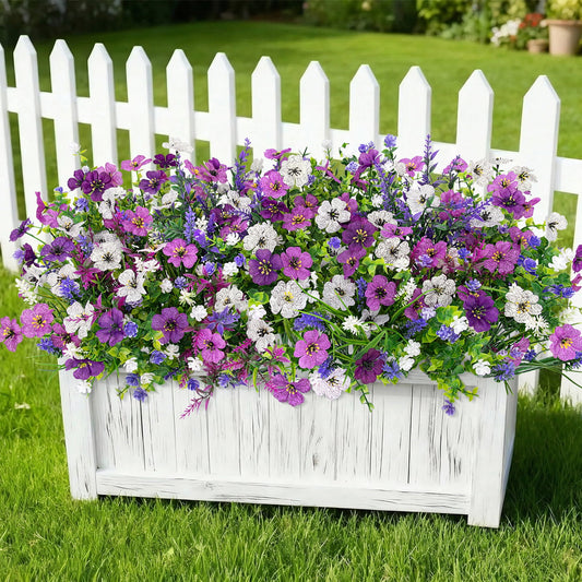 Artificial Flowers Outdoor, 36 Pcs UV Resistant Realistic Faux Flowers for Garden Porch Patio Decor