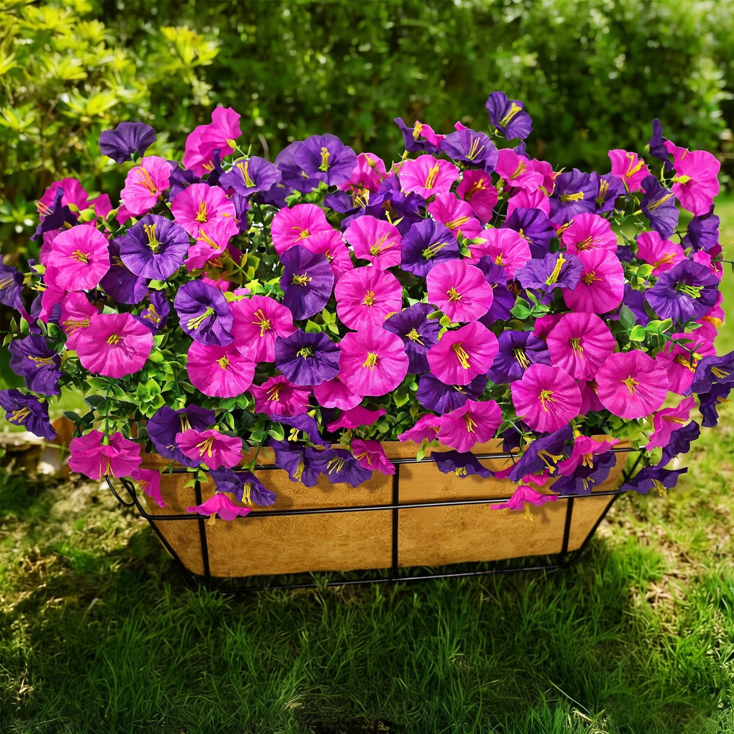 Scidweet Artificial Flowers for Outdoors, 12 Bundles Faux Fake Silk Flowers Morning Glory Bouquet UV Resistant for Garden Porch Patio Front Door Spring Summer Indoor Outdoor Home Decor