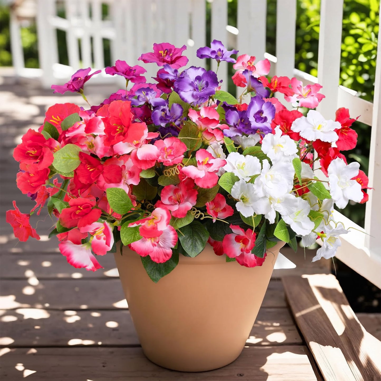 Scidweet Artificial Flowers for Outdoors Decoration, 10 Bundles Faux Fake Silk Flowers Bouquet UV Resistant for Garden Porch Window Box Spring Summer Indoor Outdoor Home Decor, Mix
