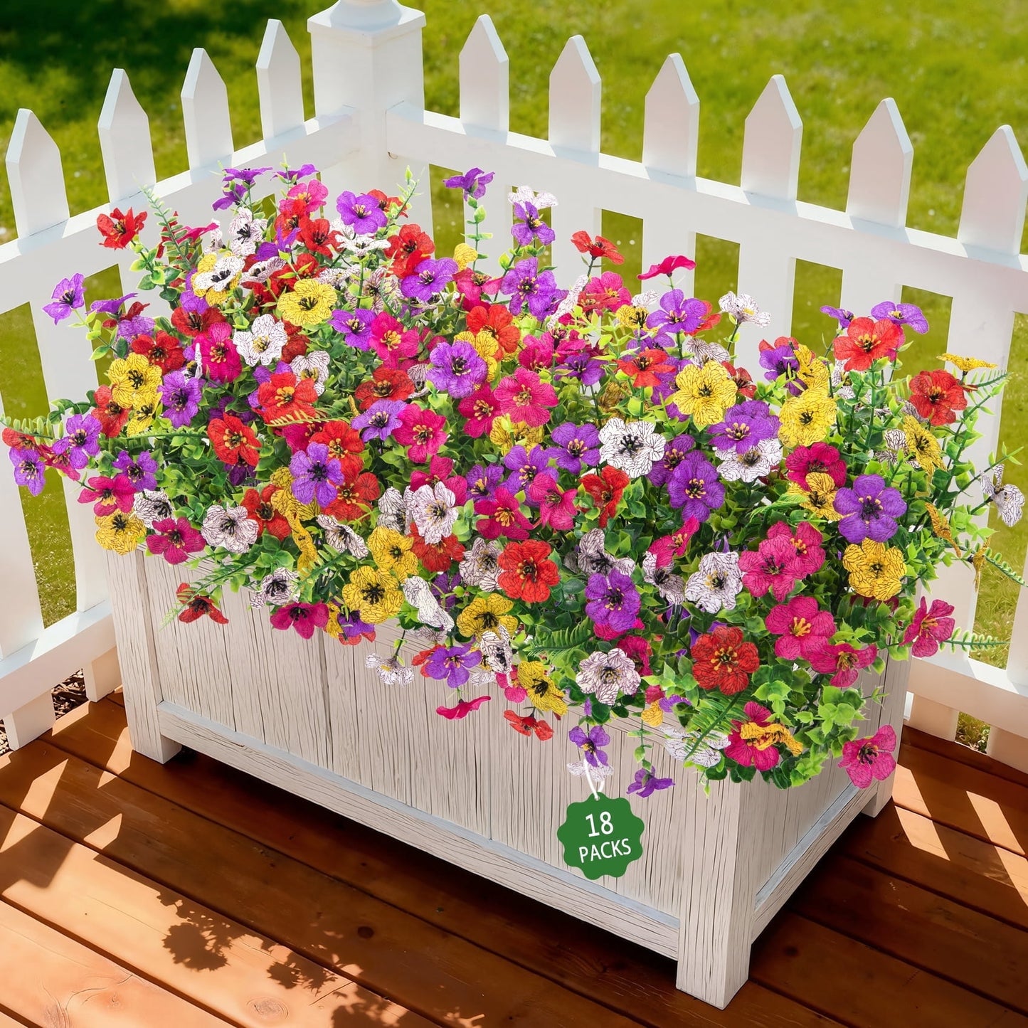 Scidweet Artificial Flowers, 18 Bundles Faux Fake Silk Flower Plants for Outdoors Spring Summer Patio Garden Porch Yard Home Decor