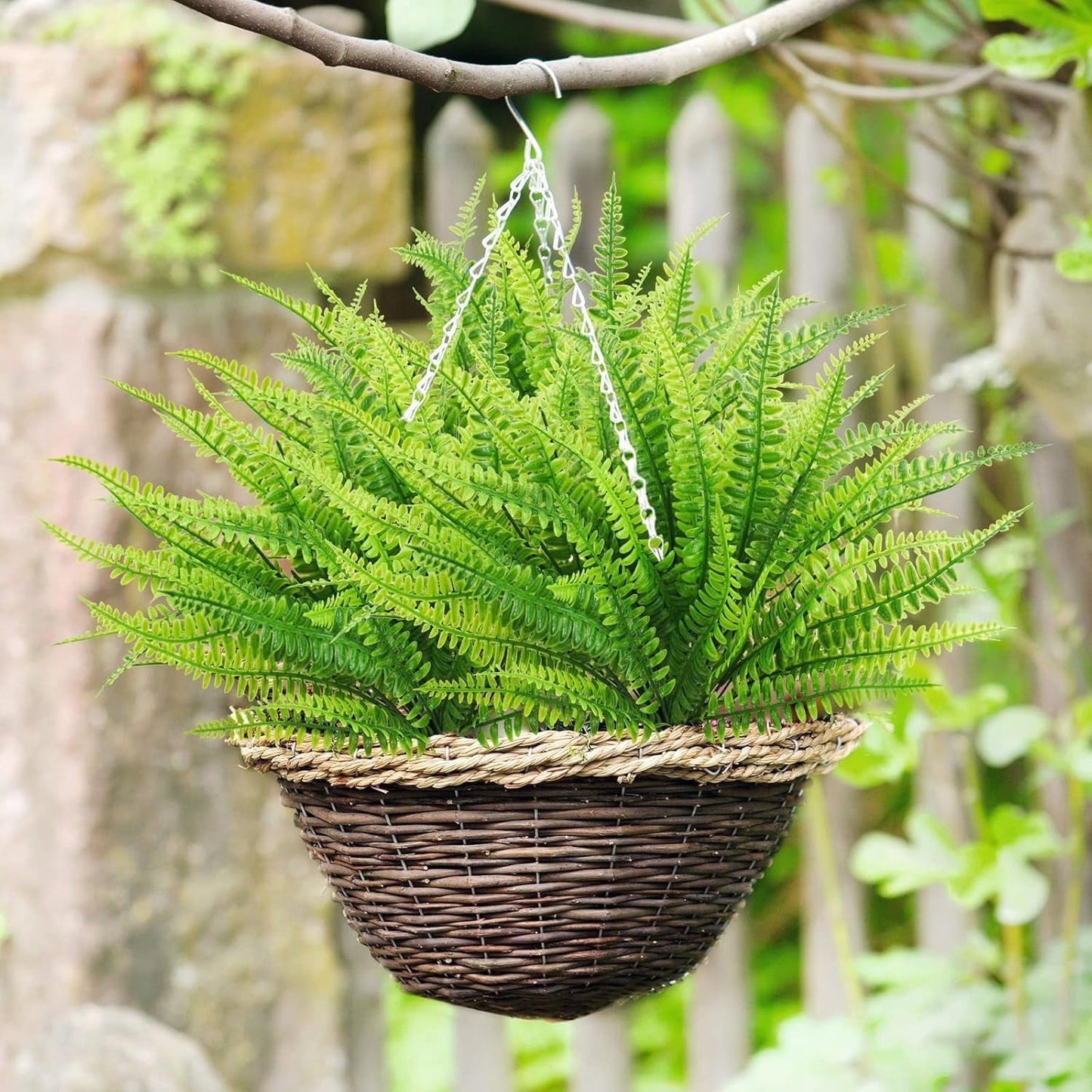 Scidweet 20 Bundles Fake Plants, Artificial Boston Ferns Fake Flowers Faux Plants Indoor Outdoor Spring Summer Greenery Home Office Garden Decoration