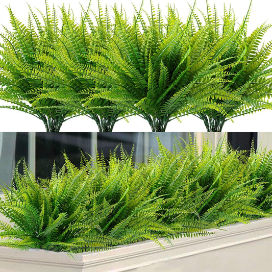 Scidweet 20 Bundles Fake Plants, Artificial Boston Ferns Fake Flowers Faux Plants Indoor Outdoor Spring Summer Greenery Home Office Garden Decoration