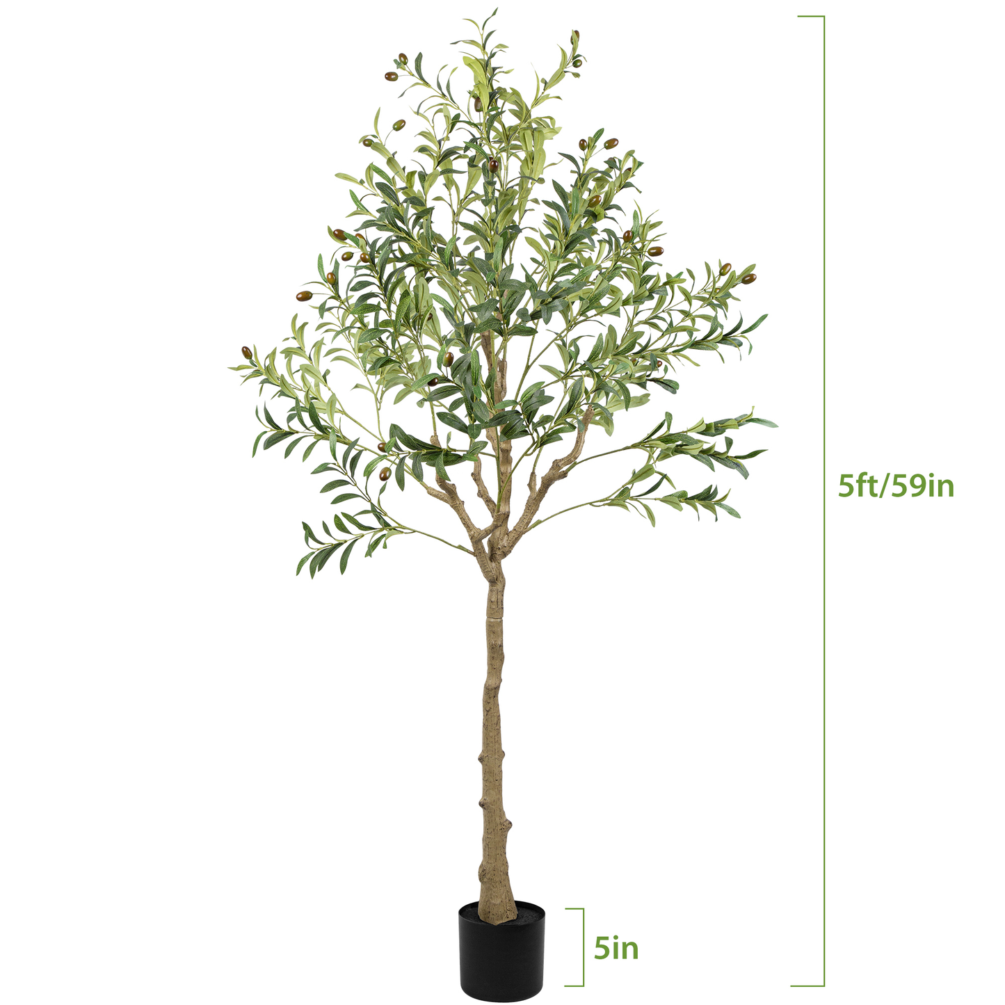 5Ft Faux Olive Tree, Tall Indoor Outdoor Greenry Plants Fake Potted Silk Artificial Olive Tree for Home Office Living Room Bedroom Floor Porch Decor