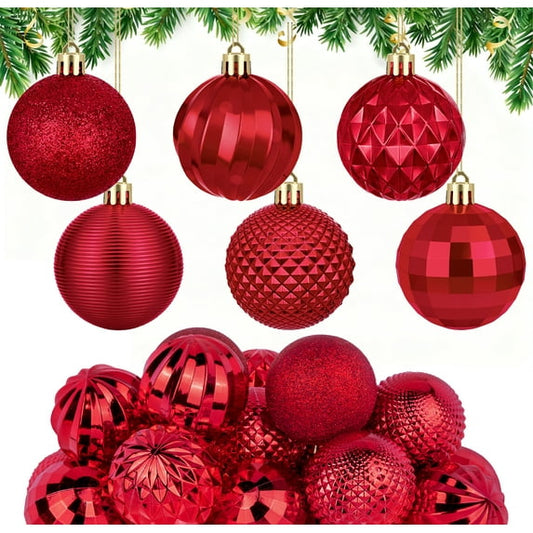 Scidweet Christmas Balls Ornaments, 18 Pcs 2.36" Hanging Balls Christmas Tree Decorations Sets Xmas Ornaments for Indoor Outdoor Holiday Party Xmas Home Decor, Red