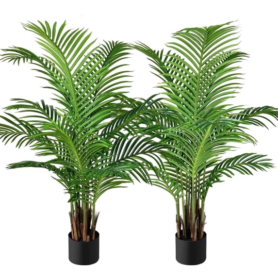 Scidweet 2 Pack Artificial Palm Trees, 3ft Fake Greenery Potted Plants Patio Plants for House Office Indoor Outdoor Decor