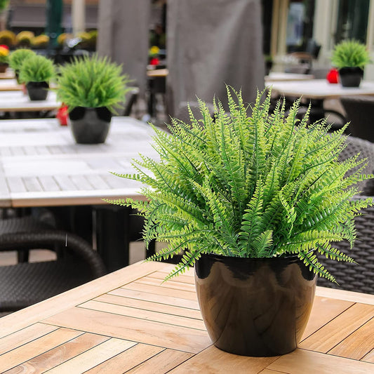 Scidweet 20 Bundles Artificial Boston Ferns Artificial Plants Outdoor Greenery Stems Faux Shrubs UV Resistant for Garden Front Porch Window Box Home Decorations