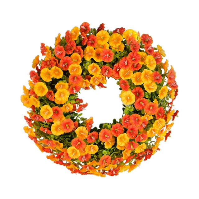 Scidweet 20 Inch Artificial Autumn Wreath, Morning Glory Fall Wreaths for Front Door Indoor Outdoor Wall Window Farmhouse Decor