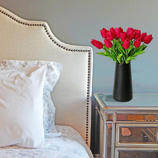 Scidweet 20 Pcs Artificial Tulips Faux Flowers, Fake Tulip for Spring Indoor Table Wedding Decorations Mother's Day Easter Gifts, Hot Pink