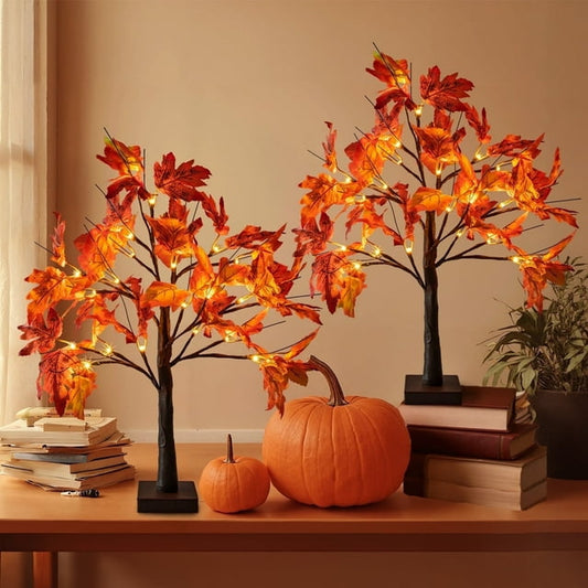 Scidweet Fall Decorations for Home, 2 packs Fake Fall Maple Leaves Table Tree Light Indoor Wedding Party Autumn Decor