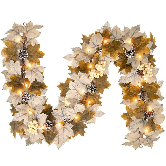 Scidweet Fall Maple Leaves Garlands, 6 FT 30 LED String Lights Fall Decorations for Home Party Thanksgiving Table Porch Autumn Garlands Decor