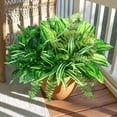 Scidweet 8 Pcs Artificial Plants, Fake Greenery Plants Large Bunches Faux Plastic Plants for Outdoor Patio Garden Porch Yard Decor, Green