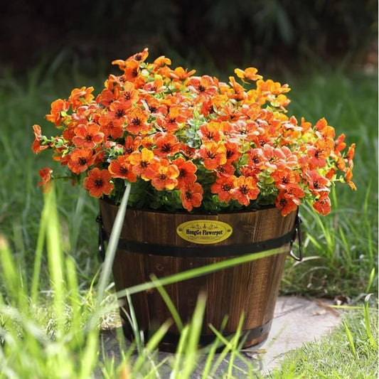 Scidweet Artificial Fake Fall Plants Flowers for Outdoor Outside, 12 Bundles Faux Autumn Orange Silk Mums UV Resistant Look Real for Planter Porch Patio Garden Decoration