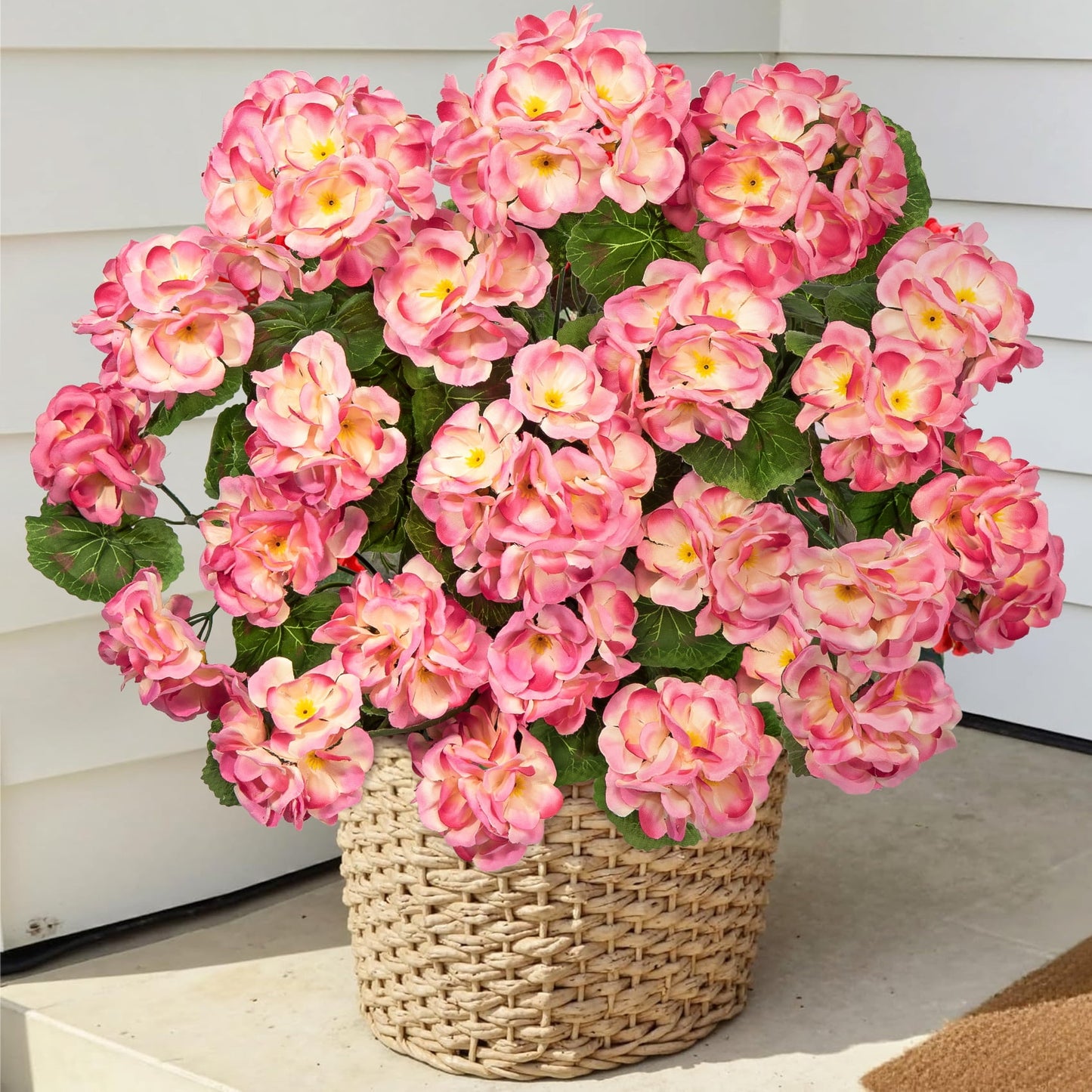 Scidweet Artificial Flowers, 6 Pcs 21'' Geraniums Fake Flowers Faux Plants for Summer Indoor Outdoor Home Table Garden Decoration, Orange