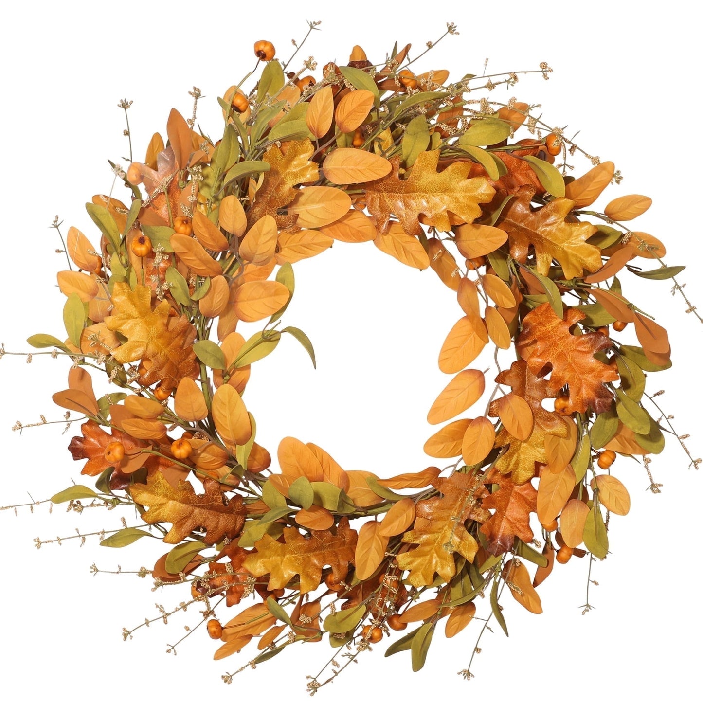 Scidweet Fall Wreath for Front Door, 22" Artificial Mixed Leaves Autumn Wreaths for Farmhouse Indoor Outdoor Window Wall Door Fall Decorations for Home