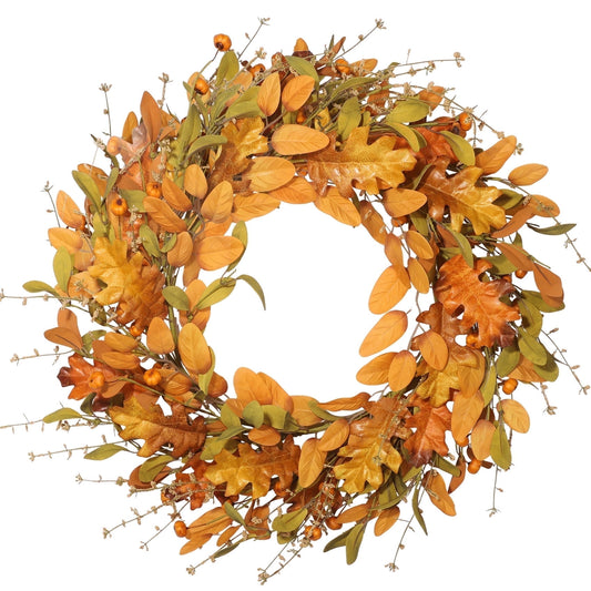 Scidweet Fall Wreath for Front Door, 22" Artificial Mixed Leaves Autumn Wreaths for Farmhouse Indoor Outdoor Window Wall Door Fall Decorations for Home