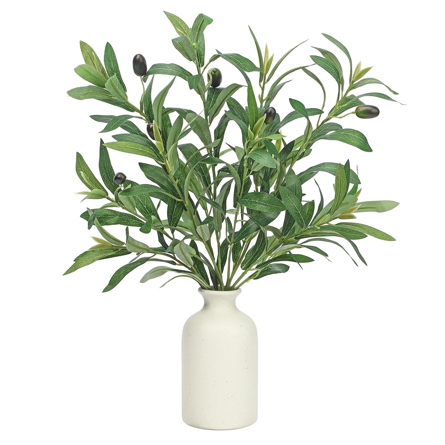 Scidweet Olive Artificial Faux Plants in Vases, 3pcs 20" Fake Olive Plants Greenery Branches with Olive Fruits for Indoor Office Table Wedding Party Home Decor
