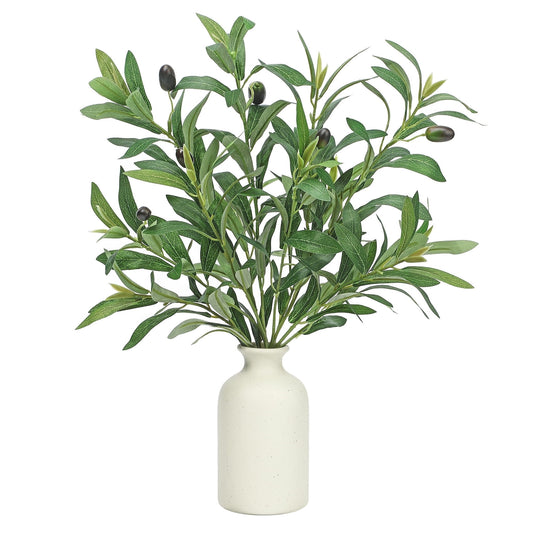 Scidweet Olive Artificial Faux Plants in Vases, 3pcs 20" Fake Olive Plants Greenery Branches with Olive Fruits for Indoor Office Table Wedding Party Home Decor