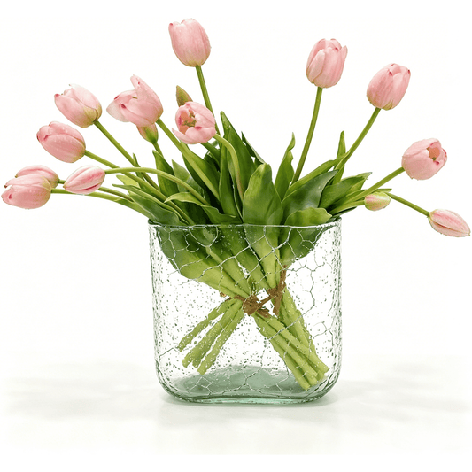Scidweet 15 Pcs Artificial Flowers Fake Tulip, Real Touch Artificial Fake Tulip Flowers Bouquet Home Table Party Wedding Decoration, Pink