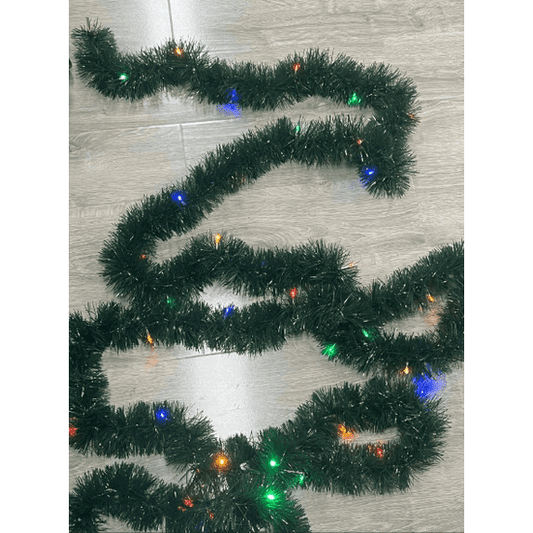 Scidweet Christmas Garland with 60 Lights, 19.69 ft Artificial Green Garland Mantle Garland for Outdoor Indoor Christmas Tree Decorations