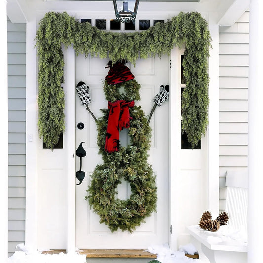 Scidweet Christmas Garland with Lights, 9ft Faux Pine Garlands for Xmas Indoor Outdoor Stairs Railing Fireplace Garland Door Home Decor