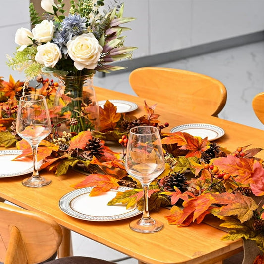 Scidweet Fall Maple Leaf Garland, 6 Ft Fall Decor Garland with Pine Cones Berries, with 30 Warm Lights for Fall Home Thanksgiving Fireplace Table Indoor Outdoor Porch Decor